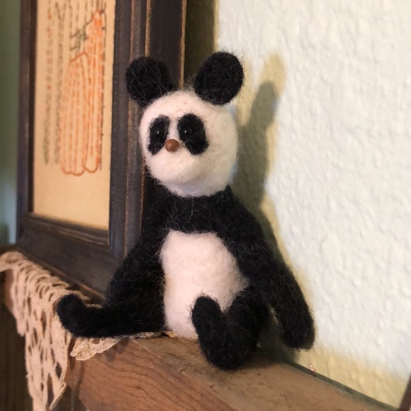 Handmade Needle Felted Panda Bear - Picture 8 of 9